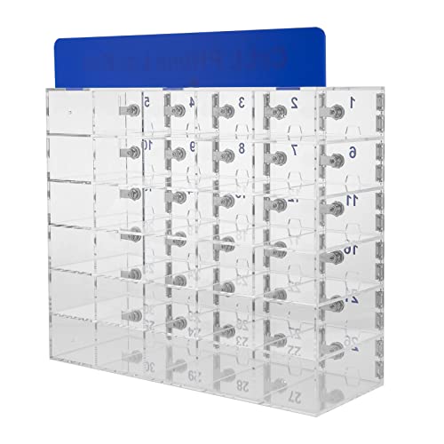 Banborba Clear Cell Phone Locker with Keys, 30 Slots - Wall Mounted Acrylic Storage Cabinet