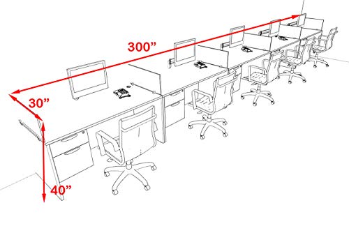 UTM Furniture Modern Acrylic Divider Office Workstation Desk Set - 5 Person, OF-CPN-SPO33