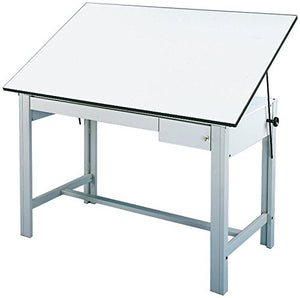 Alvin DM72CT DesignMaster Table, Gray Base White Top 2 Drawers 37.5 inches x 72 inches