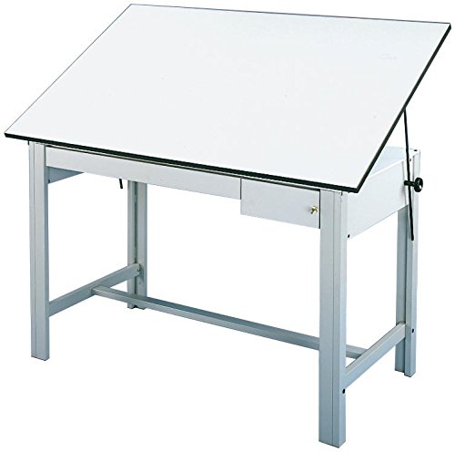 Alvin DM72CT DesignMaster Table, Gray Base White Top 2 Drawers 37.5 inches x 72 inches