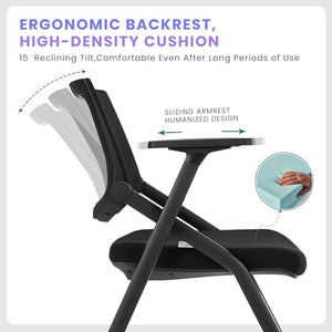 BROBRIYO Stackable Conference Room Chairs with Wheels and Paddle, Ergonomic Mesh Back and Arms - Set of 40