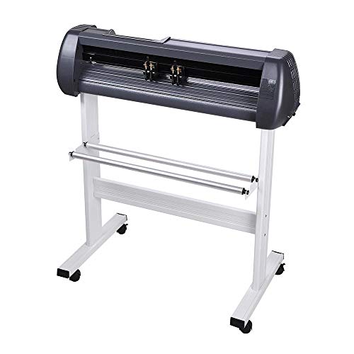 Cutting Plotter Vinyl Cutter Machine 28" Adjustable Width with LCD Display USB Connection Auto Memory Digital Force Speed Rotating Blade Holder Stepper Motor US Delivery