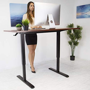 Mount-It! Stand Up Desk with Manual Crank, Frame Only, Height Adjustable Sit-Stand Base, Standing Ergonomic Home Office Desk Workstation, Black