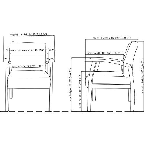 Lorell 68553 Guest Chairs, Midnight Blue/Cherry Frame, 24"x25"x35-1/2