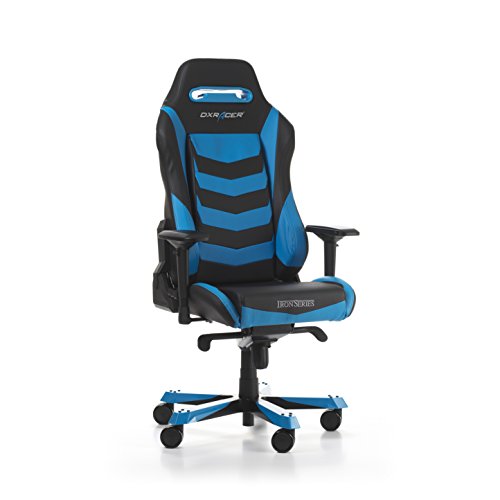 DXRacer Iron series OH/IS166/NB Large size Seat Office Chair Gaming Ergonomic with - Included Head and Lumbar Support Pillows (Black / Blue)