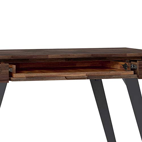 SIMPLIHOME Lowry SOLID WOOD and Metal Modern Industrial 44 inch Wide Home Office Desk, Writing Table, Workstation, Study Table Furniture in Distressed Charcoal Brown