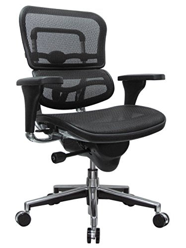Eurotech Seating ME8ERGLO(N) Ergohuman Mid Back Mesh Swivel Chair, Black