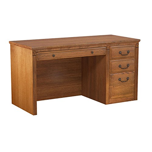Martin Furniture Huntington Oxford Single Pedestal Computer Desk, Wheat Finish, Fully Assembled