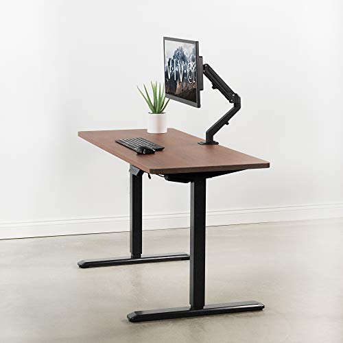 VIVO Electric Height Adjustable 60 x 24 inch Memory Stand Up Desk, Dark Walnut Solid One-Piece Table Top, Black Frame, Standing Workstation with Preset Controller, DESK-KIT-1B6D