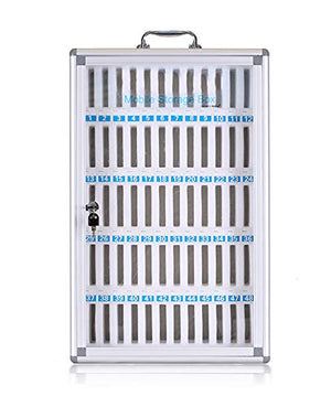 FSDGHSD Phone Prison 60 Slots Aluminum Alloy Clear Cell Phones Storage Cabinet Pocket Chart Storage Locker Box with Handle for Office Classroom Combination Safe Value Safe Security Lock Box