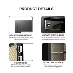 VrixTT Fingerprint Safe Box Fireproof Waterproof, 2.2 Cubic Feet Solid Alloy Steel Safe with Waterproof Bag, Electronic Digital Safe Box for Protect Jewelry, Valuables