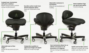 CC CoreChair Ergonomic Active-Sitting Office Chair | Patented Design for Core Strength and Posture