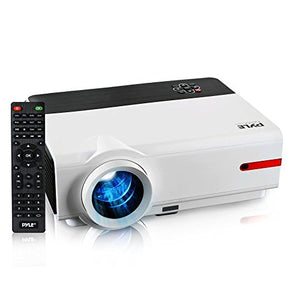 Updated Pyle Video Projector 5.8" LCD Panel LED Lamp Cinema Home Theater with Built-in Stereo Speakers 2 HDMI Ports & Keystone Adjustable Picture Projection for TV PC Computer and Laptop PRJLE83