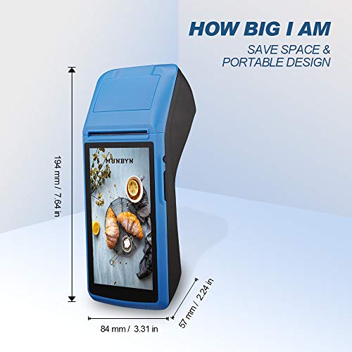 MUNBYN Receipt Printer, Android Terminal Thermal Receipt Printer, POS Printer with 5 inch Touch Screen Support NFC 3G WiFi Bluetooth PDA for Business Receipt Print Built-in All-in-One
