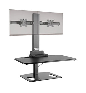 Ergotech Freedom Stand, Includes Dual Monitor Stand, Adjustable Sit Stand Desk 30" Wide, 0-13.2lb weight capacity, 13"-30" Monitor size, VESA compatible 75x75, 100x100, Black