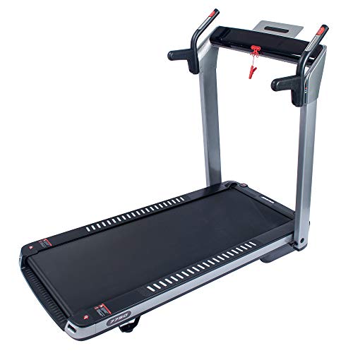 Sunny Health & Fitness ASUNA SpaceFlex Electric Running Treadmill with Auto Incline, LCD and Pulse Monitor, Speakers, Device Holder, 220 LB Max Weight, Folding and Transportation Wheels - 7750