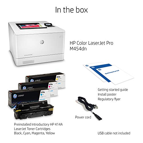 HP Color LaserJet Pro M454dn Printer, Double-Sided Printing & Built-in Ethernet (W1Y44A)