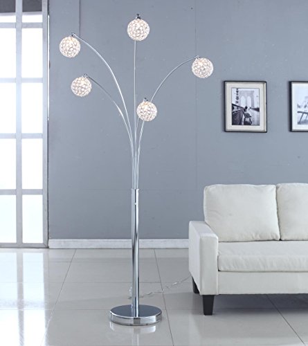 Artiva USA A511118FSN Manhattan Modern Crystal Floor Lamp, 84"H, Chrome