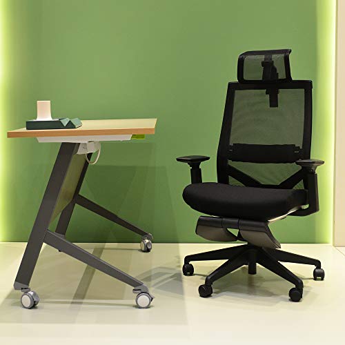 Home Office Swivel Ergonomic Executive Desk Mesh Task Chair High Adjustable with Headrest Footrest (Black)