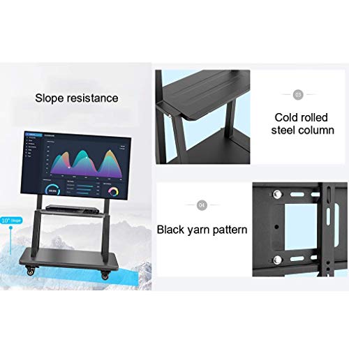 YokIma Mobile TV Stand for 55-80 Inches Screen with Rolling Wheels and Height Adjustment