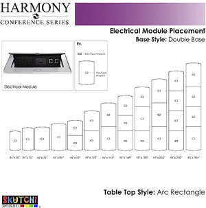 SKUTCHI DESIGNS INC. 6X4 Conference Table with Power and Data | Square Metal Base | Arc Rectangle | Harmony Series | 6 Person Meeting Table | Asian Night
