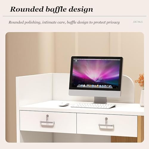 WFCCDM Reception Desk Counter Table, L-Shaped Cashier Front Desk with Shelves and Drawers 80x45x100cm B