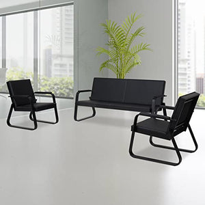 Kinsuite 5-Seat Reception Chair Set - Office Guest Chairs, Waiting Room Bench - Black