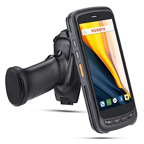 Pistol Grip Android Barcode Scanner MUNBYN with Zebra 2D/1D/QR Reader, IP65 Rugged Data Collector, 4G WiFi BT GPS Handheld Mobile Computer, 5.2'' IPS FHD Touch Screen for Warehouse Stock Inventory