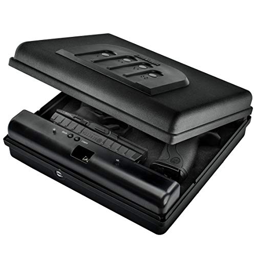 GunVault MicroVault XL Portable Large Gun Safe with Illuminated No-Eyes Digital Keypad and Security Cable (2 Pistol Capacity)
