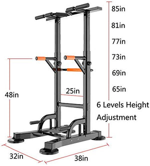 GY613 Power Tower Dip Station, Adjustable Pull Up Bar Multi-Functional Strength Training Exercise Home Gym Indoor Sport Workout Fitness Equipment
