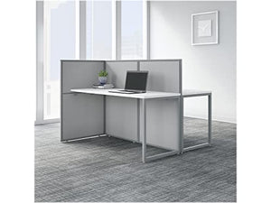 Bush Business Furniture Back-to-Back 2-Person Workstation 45"x60" Pure White/Silver Gray