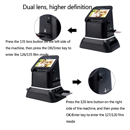 COMDS 120 Film Slide Scanner, 4.3-inch LCD Screen, Convert Negative & Slides to Digital JPEG