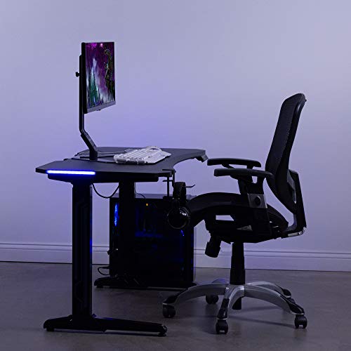 VIVO Black Electric 47 inch Height Adjustable Gaming Desk with Blue LED Lights, Ergonomic Home Office Computer Table Workstation, DESK-GME2B