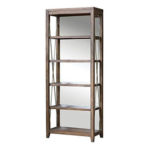 Contemporary Home Living 90" Brown Delancey Weathered Oak Etagere