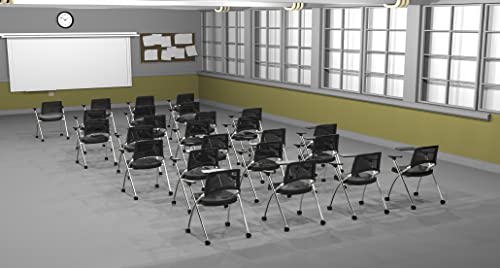 TEAMtime 25 Person Black Flip Table Student Chair Set Model 2060 - 25pc Compact Storage