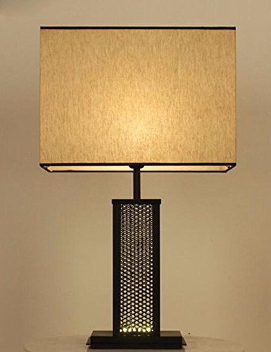 CJSHVR-Modern simple iron art, new Chinese table lamp, restoring ancient times, warm bedside, study lamp, round lamp, creative decorative desk lamp