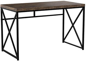 Monarch Specialties Computer Desk - Contemporary Home & Office Desk - Scratch-Resistant - 48” L (Brown), Brown Reclaimed Wood-Look/Black Metal (I 7450)