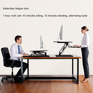 None Height Adjustable Standing Desk Converter - Sit-Stand Converting Desks with Gas Spring - Stand-Up Computer Workstation