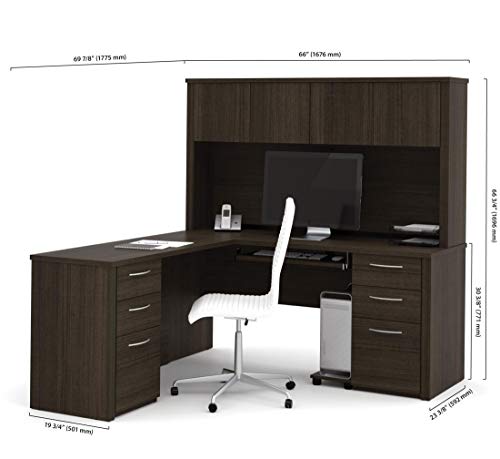 L-Shaped Desk with Two pedestals and Hutch
