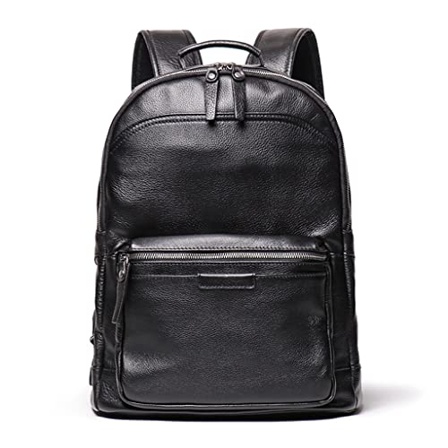 WJPTL Men Men Genuine Leather Backpack，14 Inchs Head Layer Leather Multifunctional Laptop Bag，Office、Travel Leisure Computer Daypack School (Color : Black, Size : 14inchs)