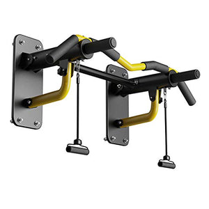 QCHY Multifunctional Wall Mounted Pull Up Bar Power Tower Set Chin Up Station Home Gym Workout Strength Training Equipment Fitness Dip Stand Doorway (Yellow)