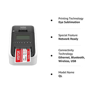 Brother QL-820NWB Professional Label Printer, White - WiFi, Ethernet, Bluetooth - 110 Labels/Min, 300 x 600 dpi, Auto Cut