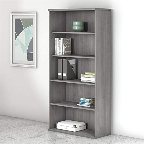 Home Square Platinum Gray 5 Shelf Engineered Wood Bookcase Set (Set of 2)