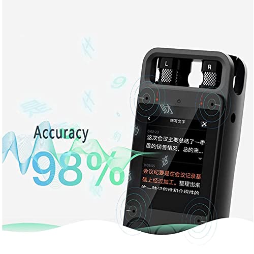Language Translator Device with Recording and Transcription in 20 Languages | Standby Time Up to 20 Days | Meetings and Learning (Black)