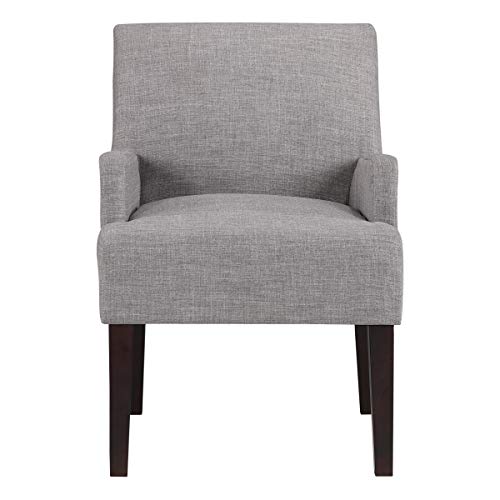 Work Smart Main Street Upholstered Guest Chair with Espresso Finish Accents, Cement Grey Fabric