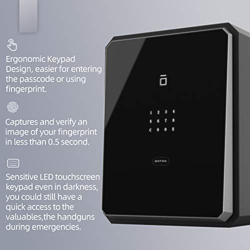 Bofon W-series 2.1Cubic feet Family Fingerprint Password Safe Box with Key,Pistol,Gun Safe,Cabinets for Home Offcie,Lock Box,Security Box,Document safe