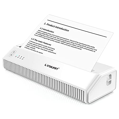 LVYUAN Portable A4 Thermal Printer, Wireless Bluetooth Printer Support 216mm/8.5inch Width A4 Paper Available for Outdoors Printing Home Office Travel Students and Cars