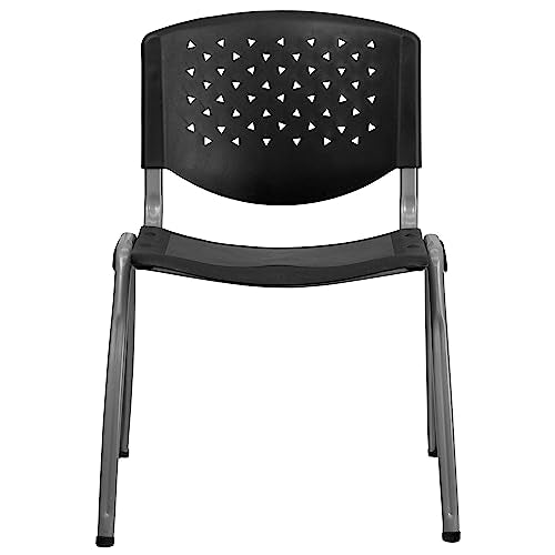 Flash Furniture HERCULES -5 Pack 880 lb. Capacity Black Plastic Stack Chair