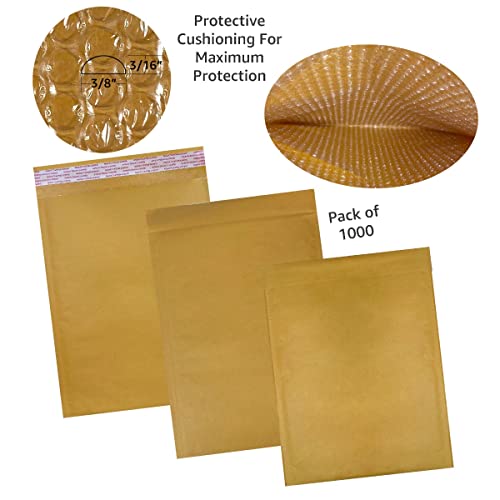 StarBoxes 1000 Kraft Bubble Mailers 10.5x16" - #5 Self-Seal Padded Envelopes