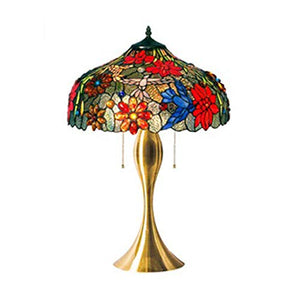 MaGiLL Tiffany Stained Glass Chrysanthemum Hummingbird Desk Lamp - 16 Inch